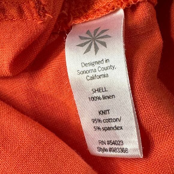 Athleta SZ 2 Lima Linen Skirt Fold-Over Stretch Waist Pockets Slit Coral Sunset - Picture 7 of 8